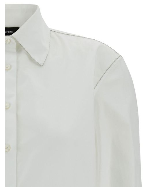 Fabiana Filippi White Shirt With Diamond Thread Embroidery