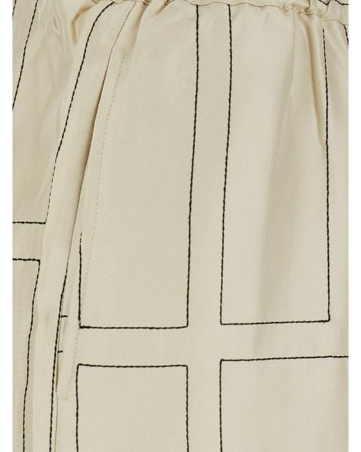 Totême Natural Pants Monogram Silk Pj Culottes