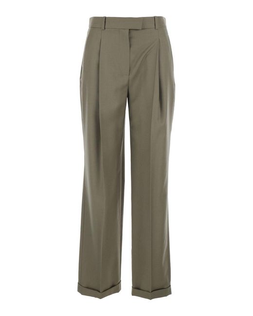 The Row Green 'Sorina' Pants With Turn-Up Hem And Belt Loops