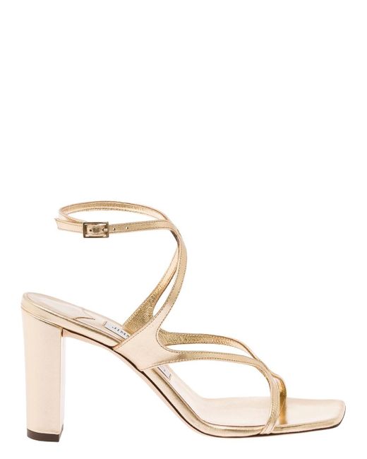 Jimmy Choo Natural 'Azie' -Tone Low Top Sandals With Squared Toe