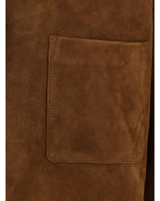 Le Plain Brown Jacket With Notched Collar And Patch Pocket On The Front