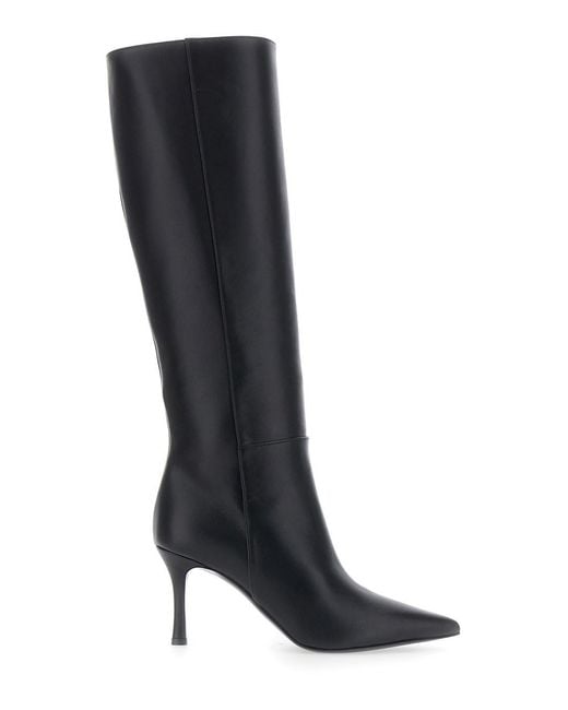 Pollini Black Heeled Boots Featuring An Elegant Design