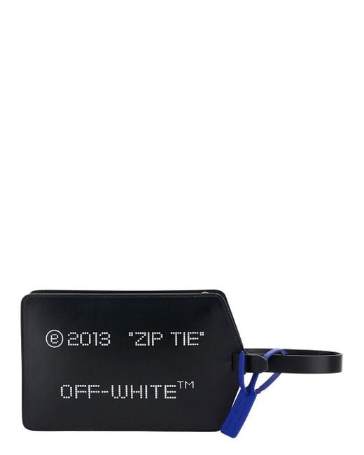 Off-White c/o Virgil Abloh Gray Off- 'Zip-Tie' Handbag With Logo Print