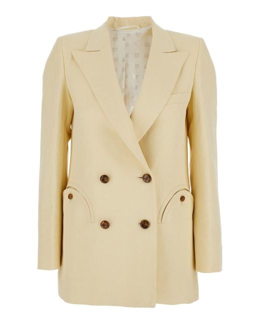 Blazé Milano Natural Savannah' Double-Breasted Jacket With Peak Revers