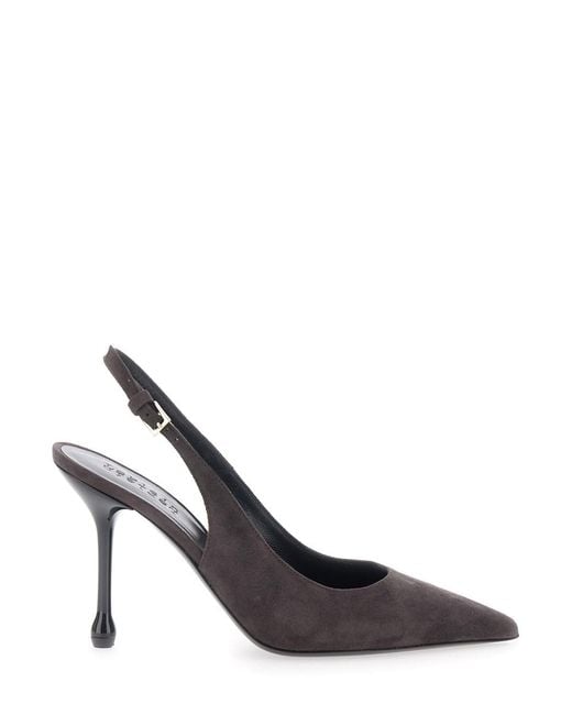 Le Plain White Pumps With Pointed Design And Adjustable Strap