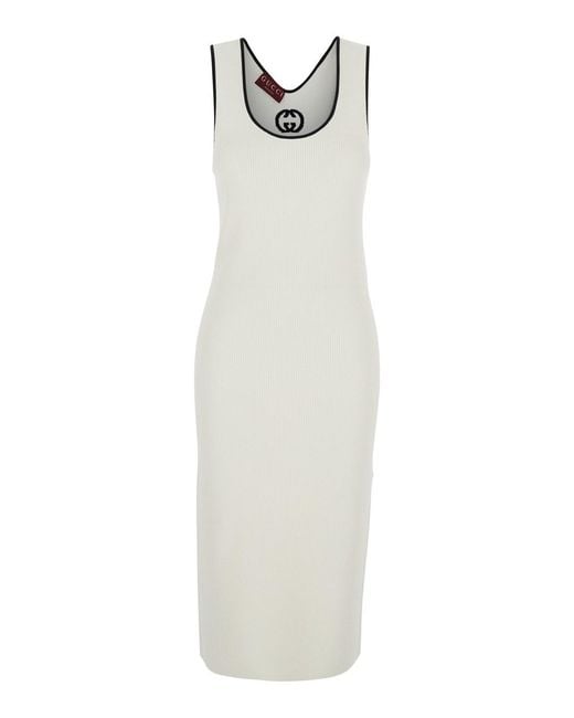 Gucci White Knit Midi Dress