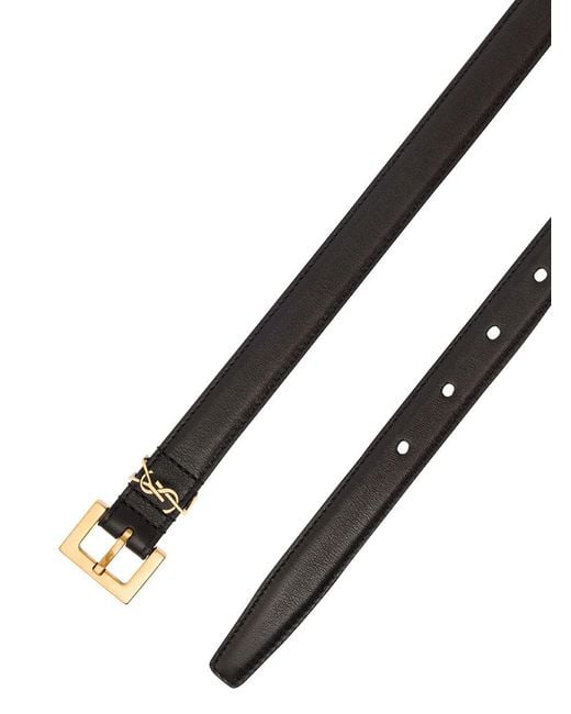 Saint Laurent White Leather Belt With Gancini Buckle