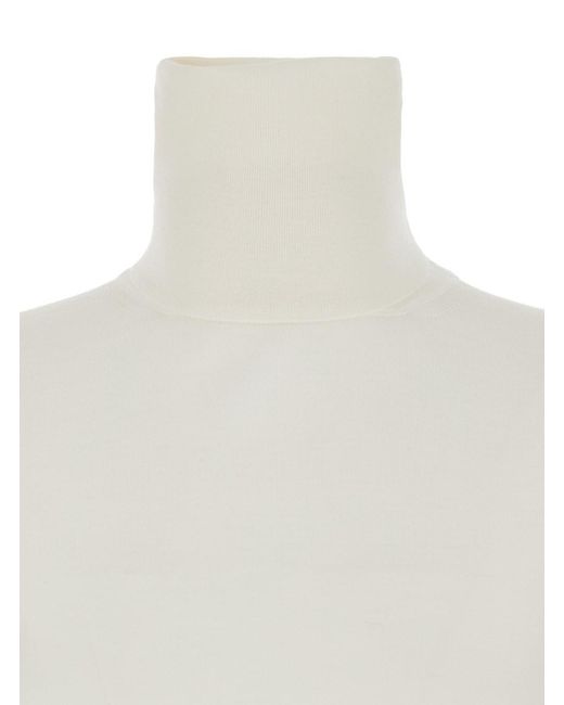 Max Mara White Solid Turtle Neck Sweater