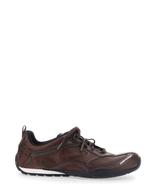 Balenciaga Brown 'Radar' Low Top Sneakers With Logo Patch On The Tongu for men