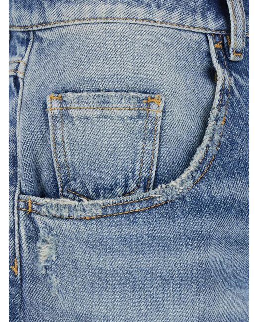 ICON DENIM Blue Wide Leg Bermuda With Logo Patch On The Back