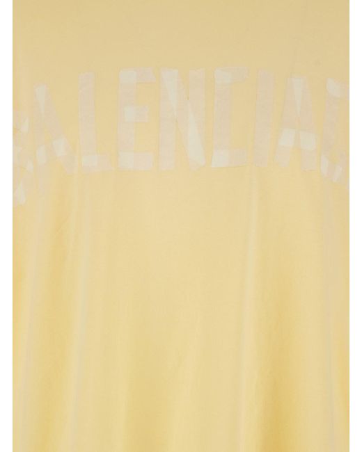 Balenciaga Yellow 'Political C' Crewneck T-Shirt With Logo Lettering On The Front And Logo Print On The Rear for men