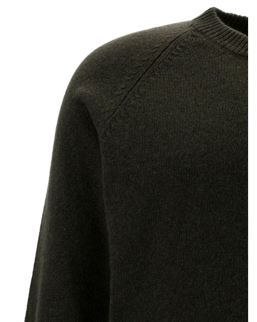 La Fileria Black Crewneck Sweater With Ribbed Trims for men
