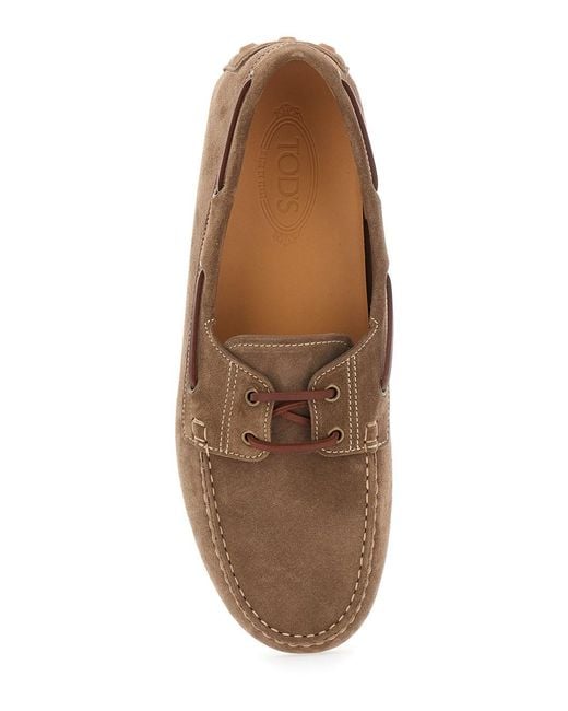 Tod's Brown 'Bubble Gommino' Loafers With Contrasting Stitching for men