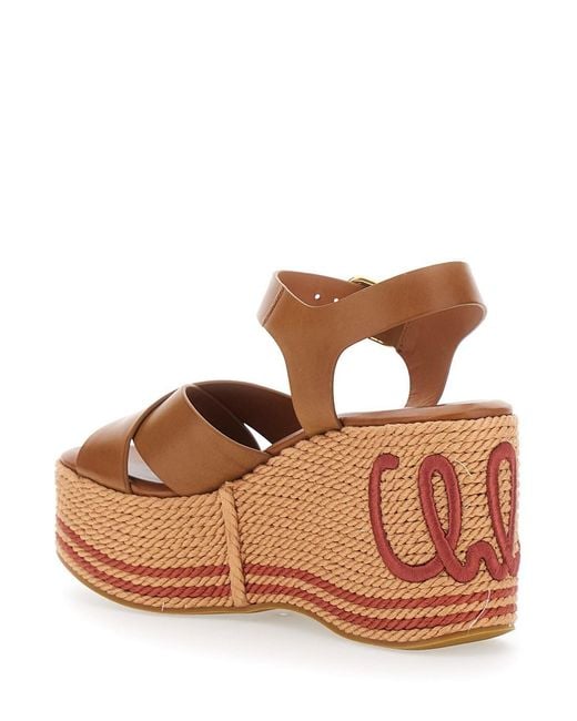 Chloé Brown Chloé Wedges With Embroidered Logo On The Heel