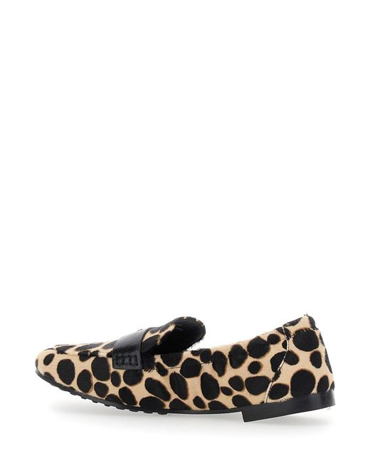 Tory Burch White Loafers Leather Animal Print