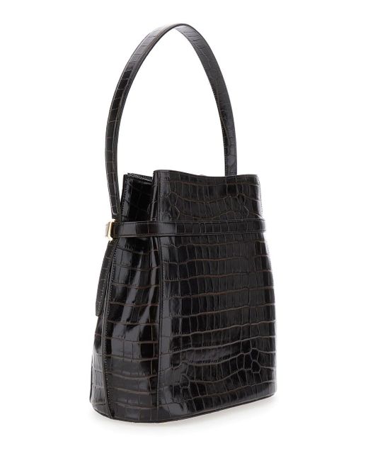 Totême  Black Handbag With Logo Lettering On The Front And Belt