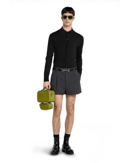 Gucci Black Polo Shirt With Chest Pocket And Embroidered Logo On The Front for men