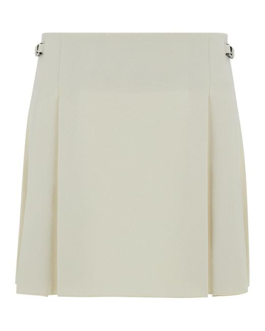 Low Classic Natural Pleated Mini-Skirt