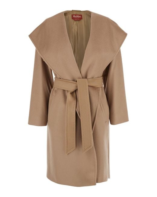 Max Mara Natural 'Newmang' Coat With Wide Lapels