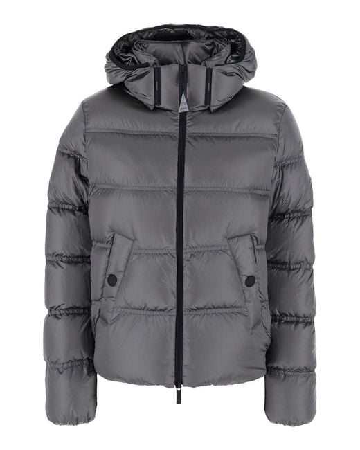 Moncler Gray 'Sensation' Down Jacket With Hood And Logo Patch On The S