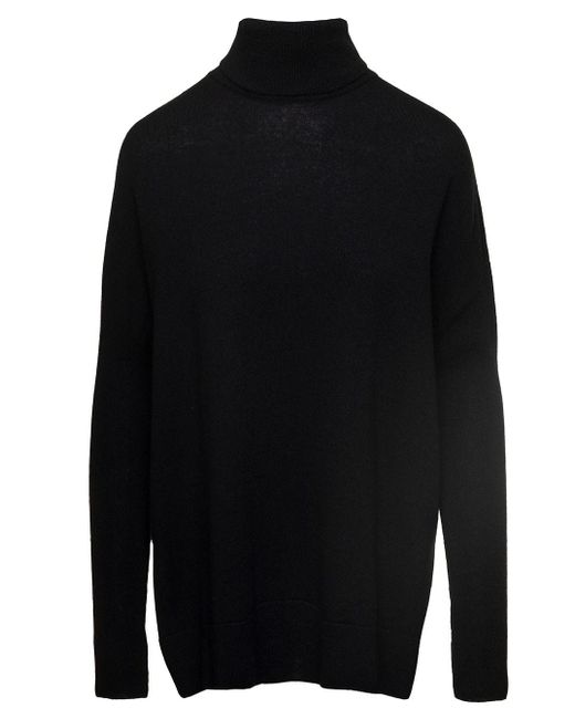 Antonelli Black Sweater With Mock Neck In Wool And Cashmere