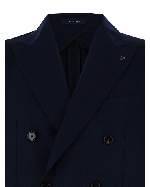 Tagliatore Blue Double Breasted Jacket for men
