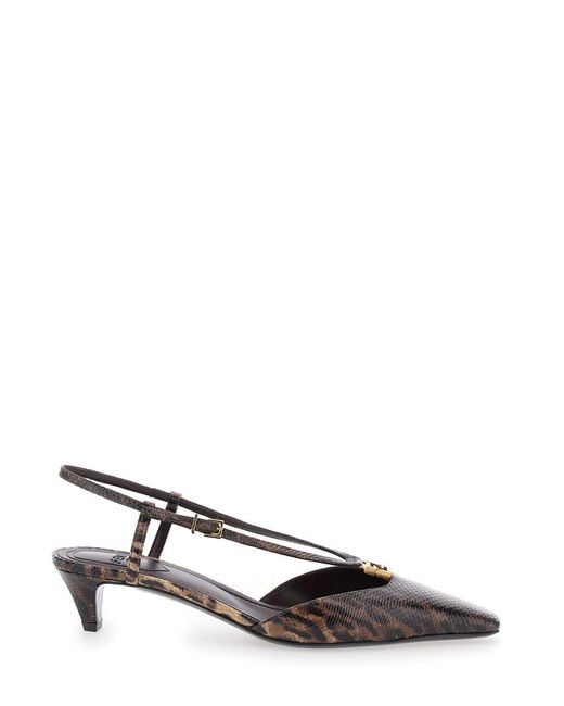 Fendi Multicolor Slingback Pumps With Square Toe And Animalier Motif