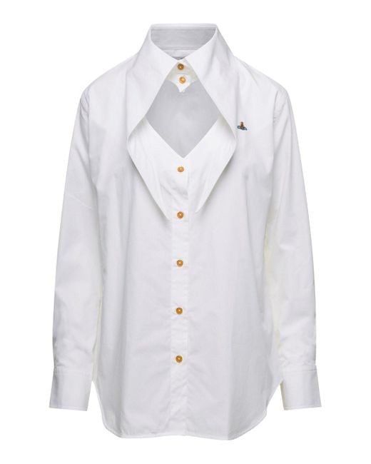 Camicia Con Cut-Out A Cuore E Ricamo Orb di Vivienne Westwood in White