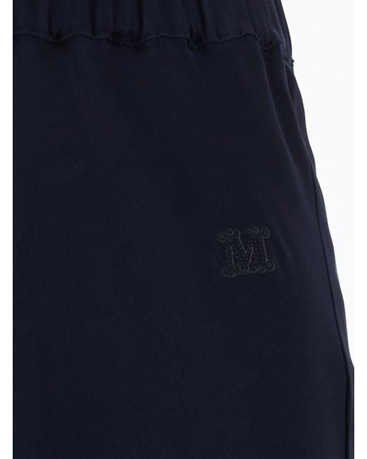 Max Mara Blue 'Sospiro' Skirt With Logo Embroidery On The Front And Elasticated Waist