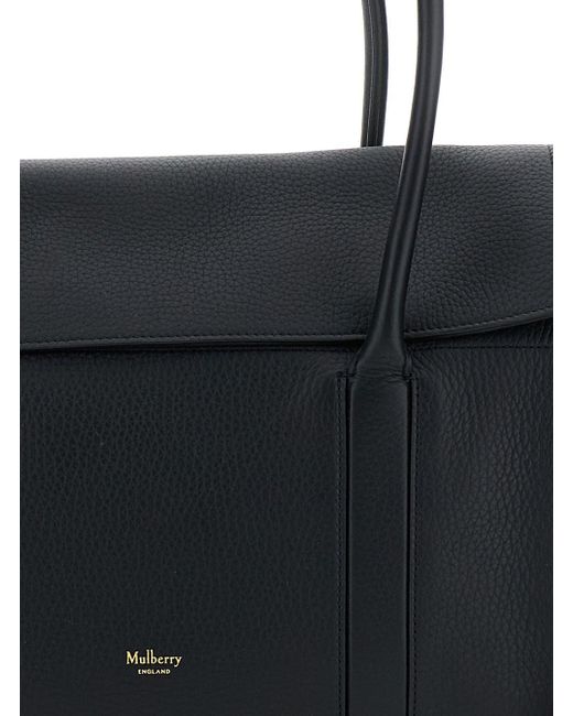 Mulberry Black 'Medium Bayswater' Shoulder Bag With Laminated Logo In