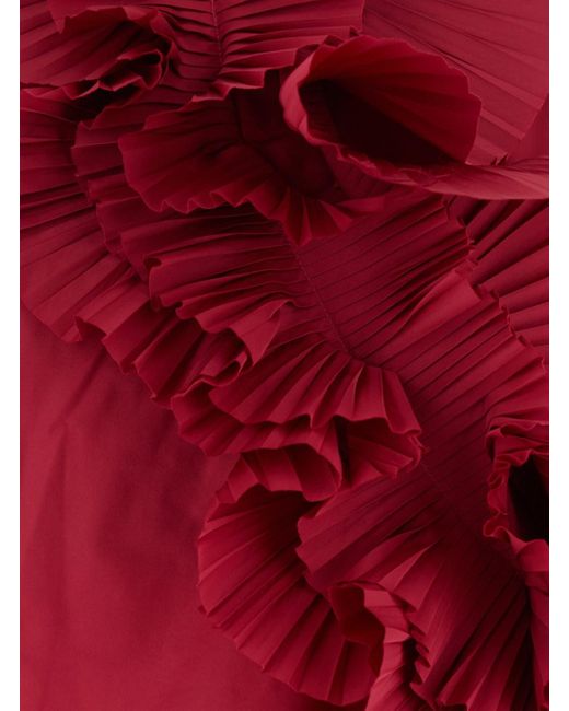 P.A.R.O.S.H. Red Bordeaux Blouse With Ruffles On The Front