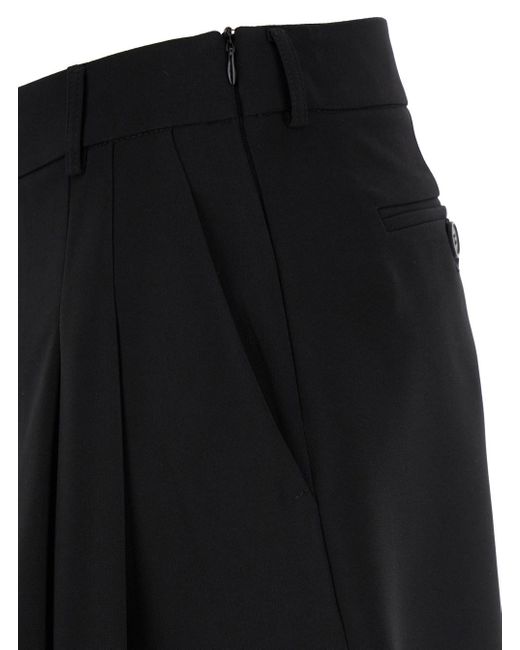 Plain Black Mini Pleated Skirt With Belt Loops