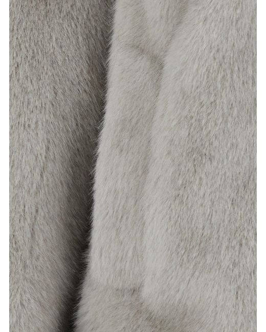 Le Plain Gray Shearling With Hood And Pockets