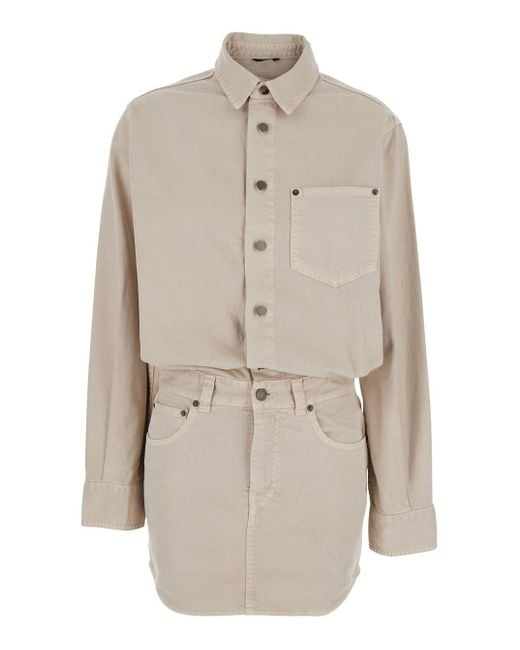 Haikure Natural 'Tamu' Dress With Drop Shoulders And Logo Patch On The B