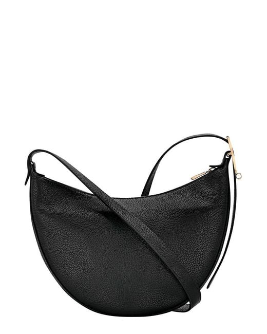 Longchamp Black 'Le Foulonné' Crossbody Bag With Adjustable Strap And