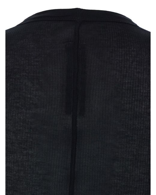 Rick Owens Black T-Shirt With Ribbed Design And Round Neck for men