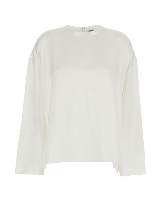 Totême White Crew Neck Viscose Blouse