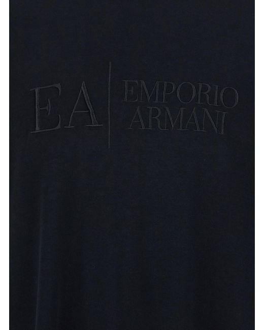 Emporio Armani Black Crew Neck T-Shirt Embroidered Logo for men