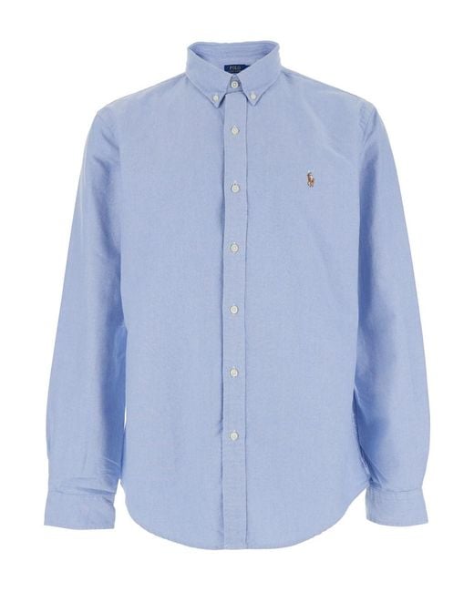Polo Ralph Lauren Blue Shirt Slim Fit Oxford for men