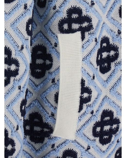 Casablanca Blue Hooded Sweatshirt With Drawstring And All-Over for men