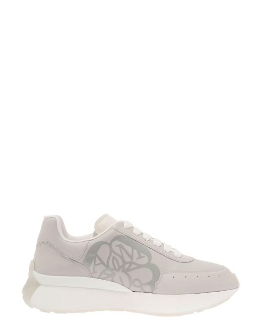 Alexander McQueen White 'Runner' Sneakers With Tonal Logo Print for men