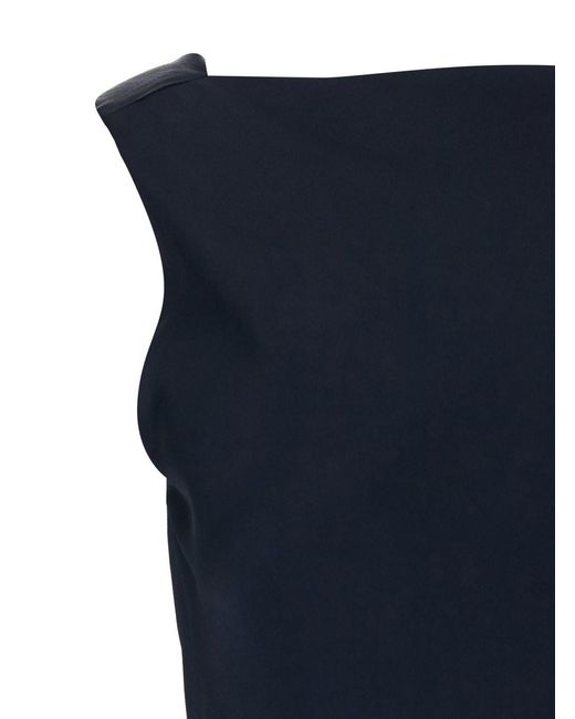 Antonelli Blue Long Dress With Draped Neckline