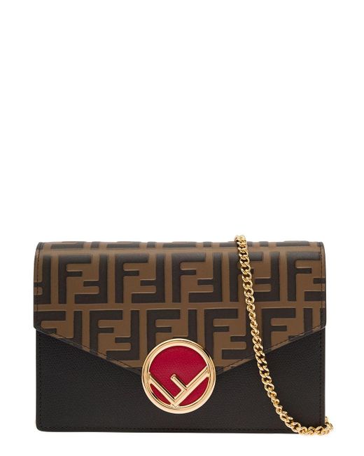 Fendi Gray Wallet On Chain Ff Leather Crossbody Bag