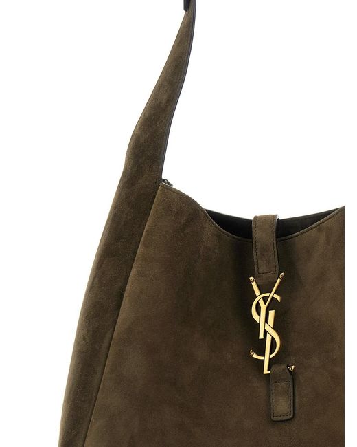 Saint Laurent Brown 'Le 5 A 7' Shoulder Bag With Triomphe Plaque On The Front
