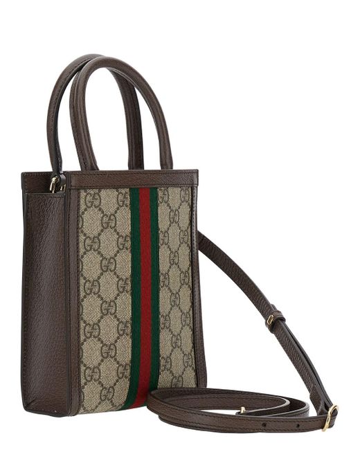 Gucci Multicolor 'Ophidia' Mini And Ebony Handbag With Web Detail