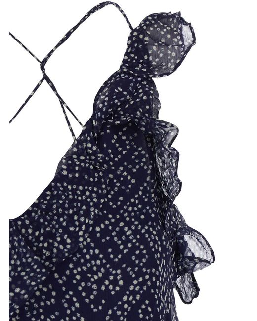 Abito 'Luxie' Svasato Con Scollo A V Con Volant E Stampa di Isabel Marant in Blue