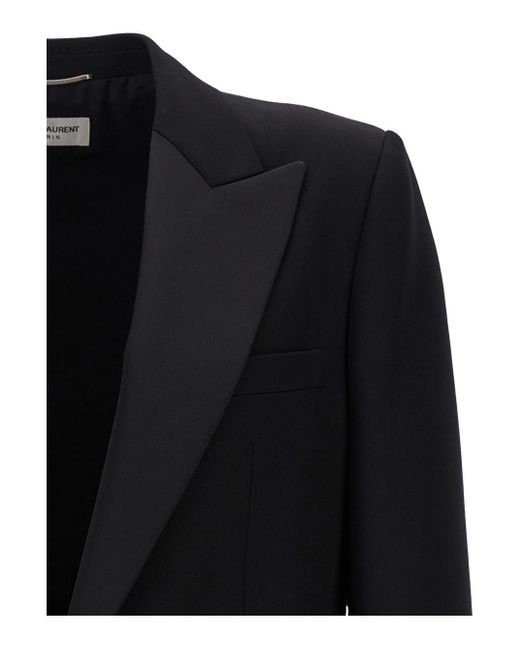 Saint Laurent Black Single-Breasted Tuxedo Jacket for men