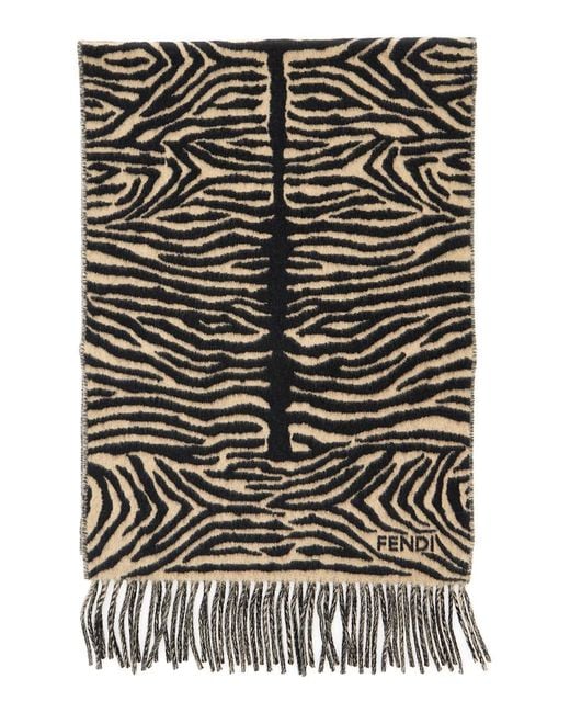 Fendi Black Tiger Scarf Loro Piana