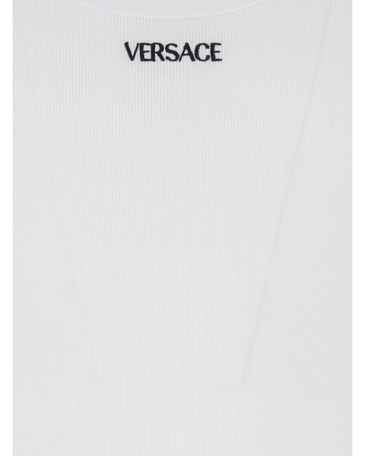 Versace White Top Logo Ricamato for men
