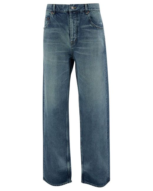 Saint Laurent Blue Baggy Five-Pocket Jeans for men